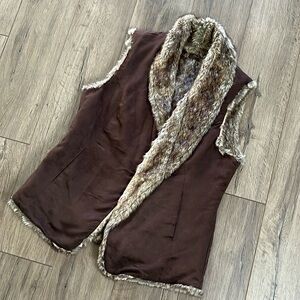 Faux Fur Brown Vest Size Medium